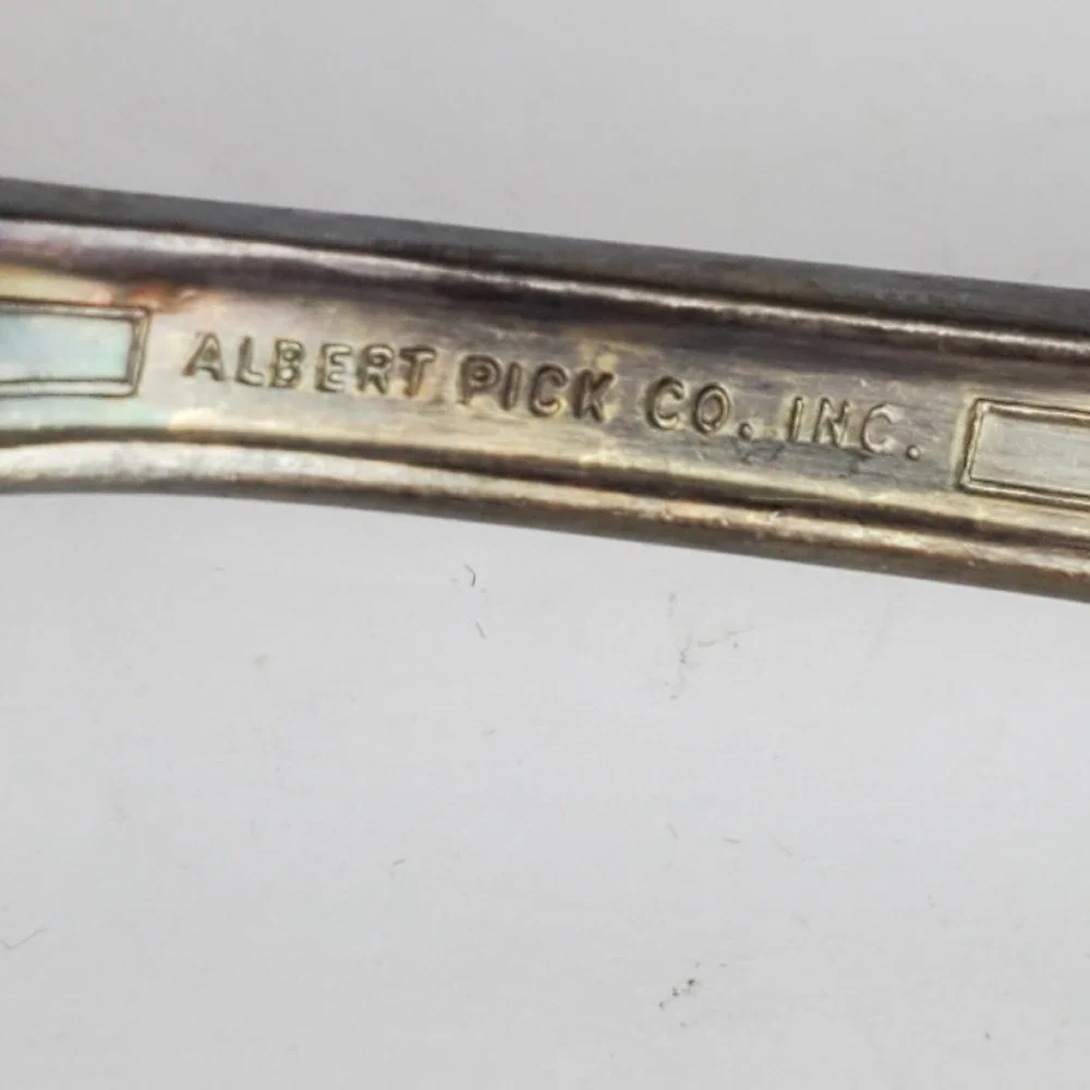 Set of 2 Vtg Albert Pick Co. Inc. Silver Plated Child's Spoon Engraved KOSHER